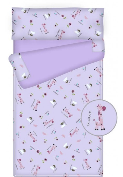 Prêt à dormir enfant zippé - GIRAFFE mauve